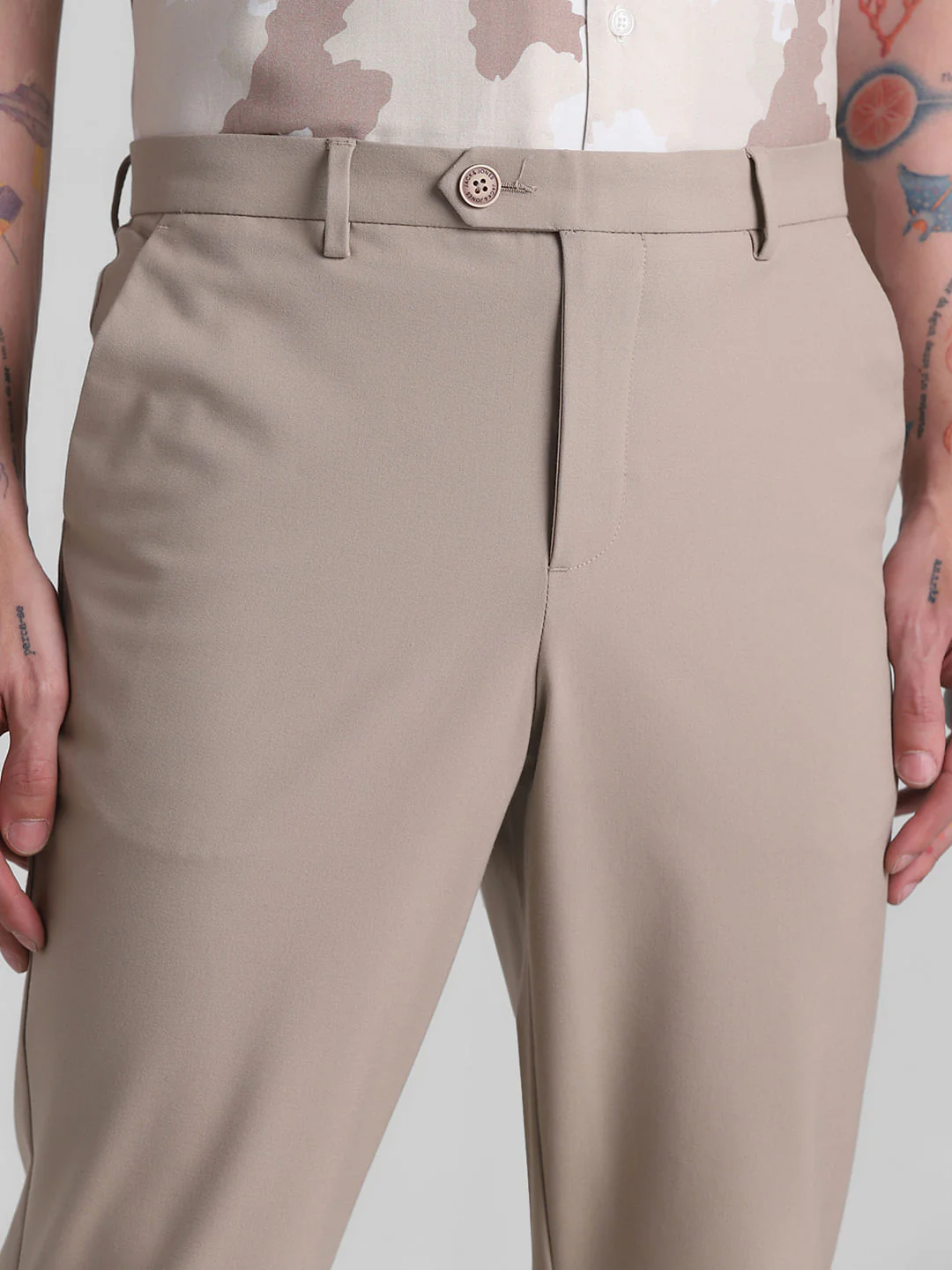 Brown Mid Rise Slim Fit Pants - Image 4