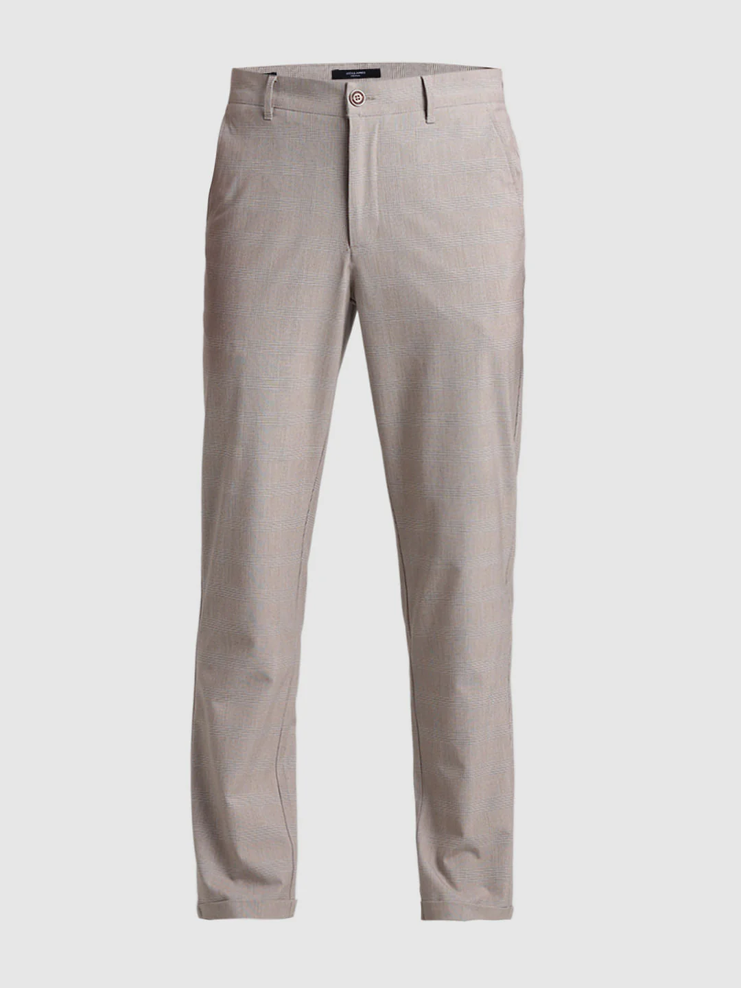 Brown Mid Rise Check Print Pants - Image 6