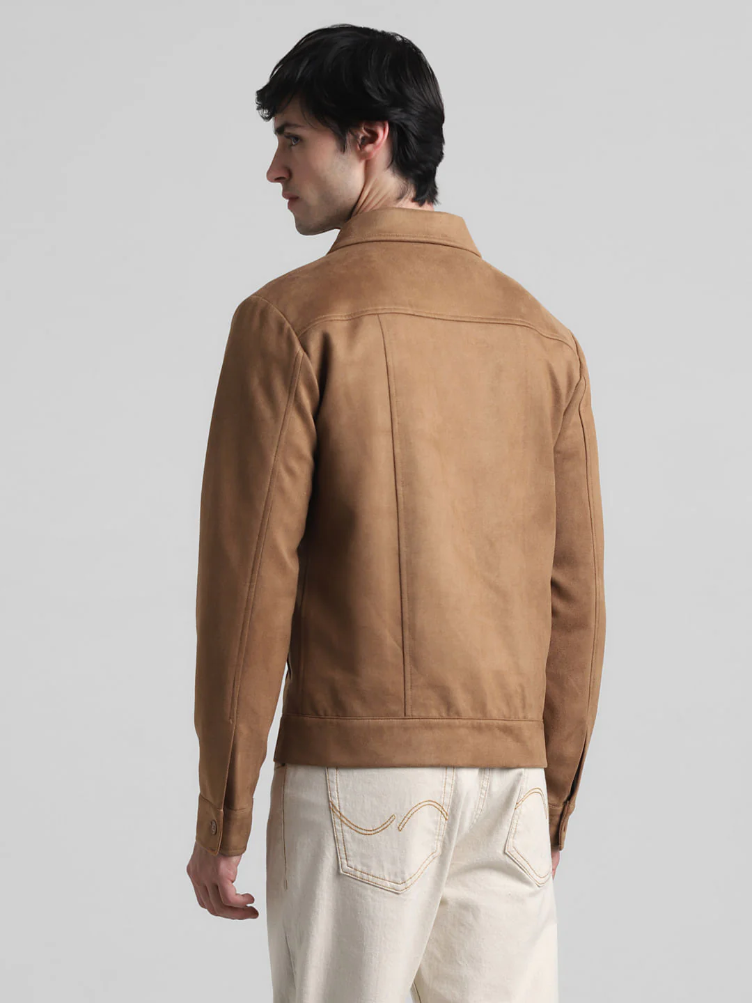 Brown Regular Fit Suede Jacket - Image 4