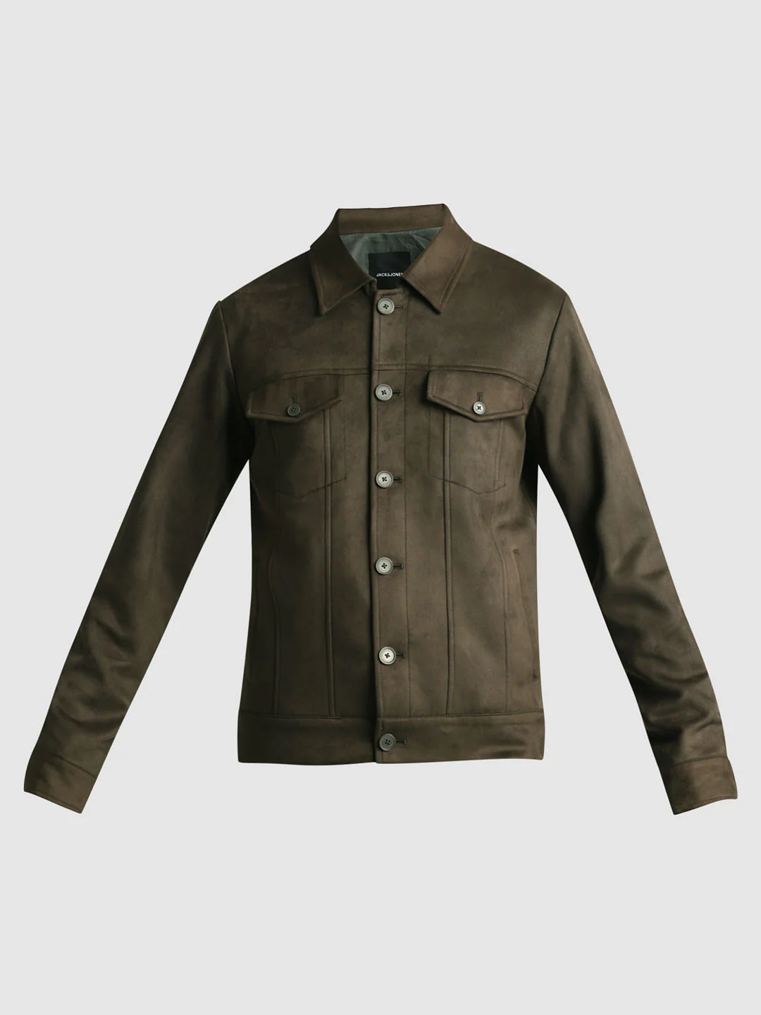 Olive Regular Fit Suede Jacket - Image 7