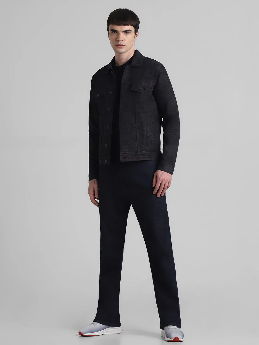 Black Floral Print Denim Jacket - Image 6