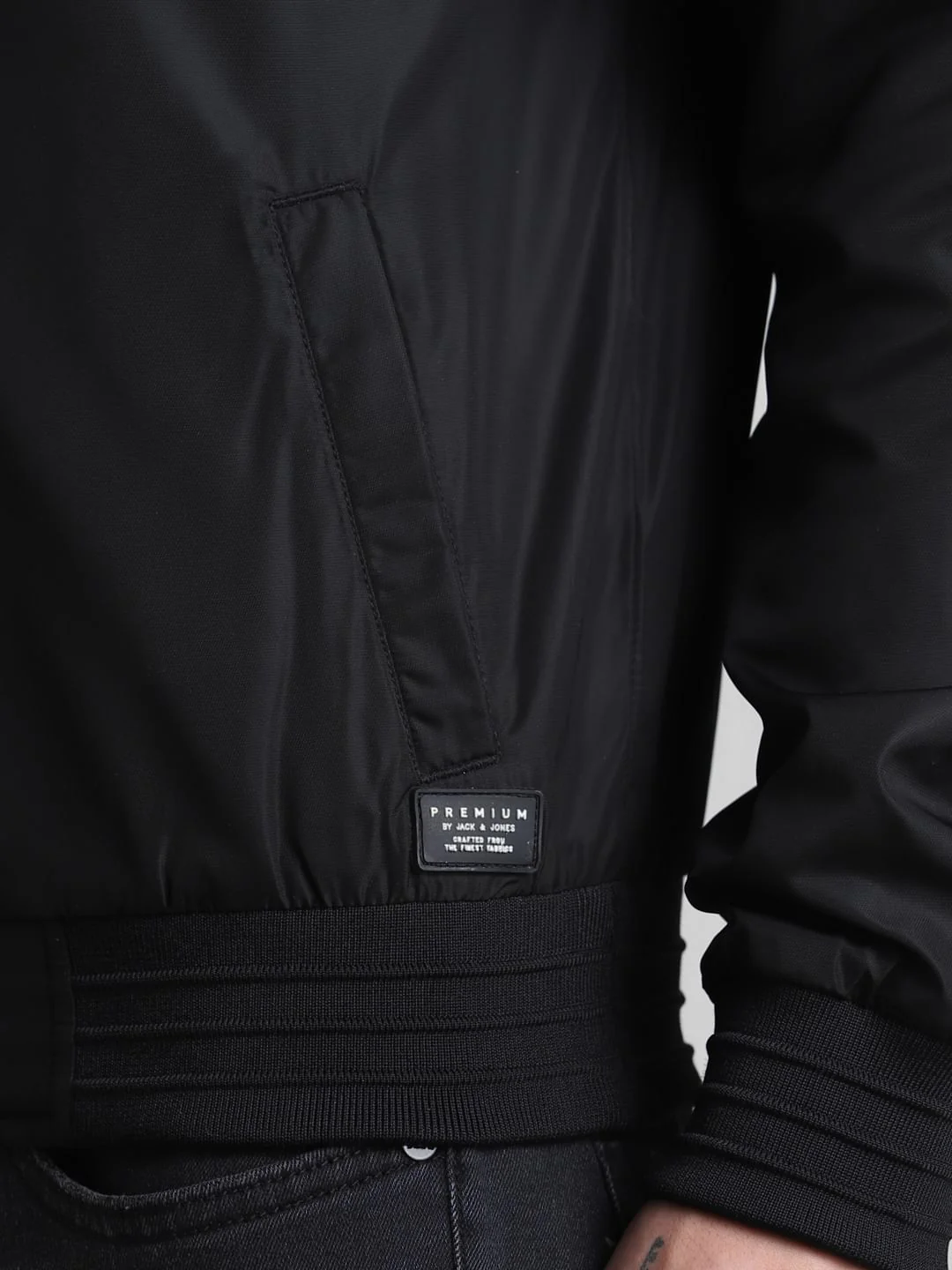 Black Regular Fit Bomber Jacket - Image 5