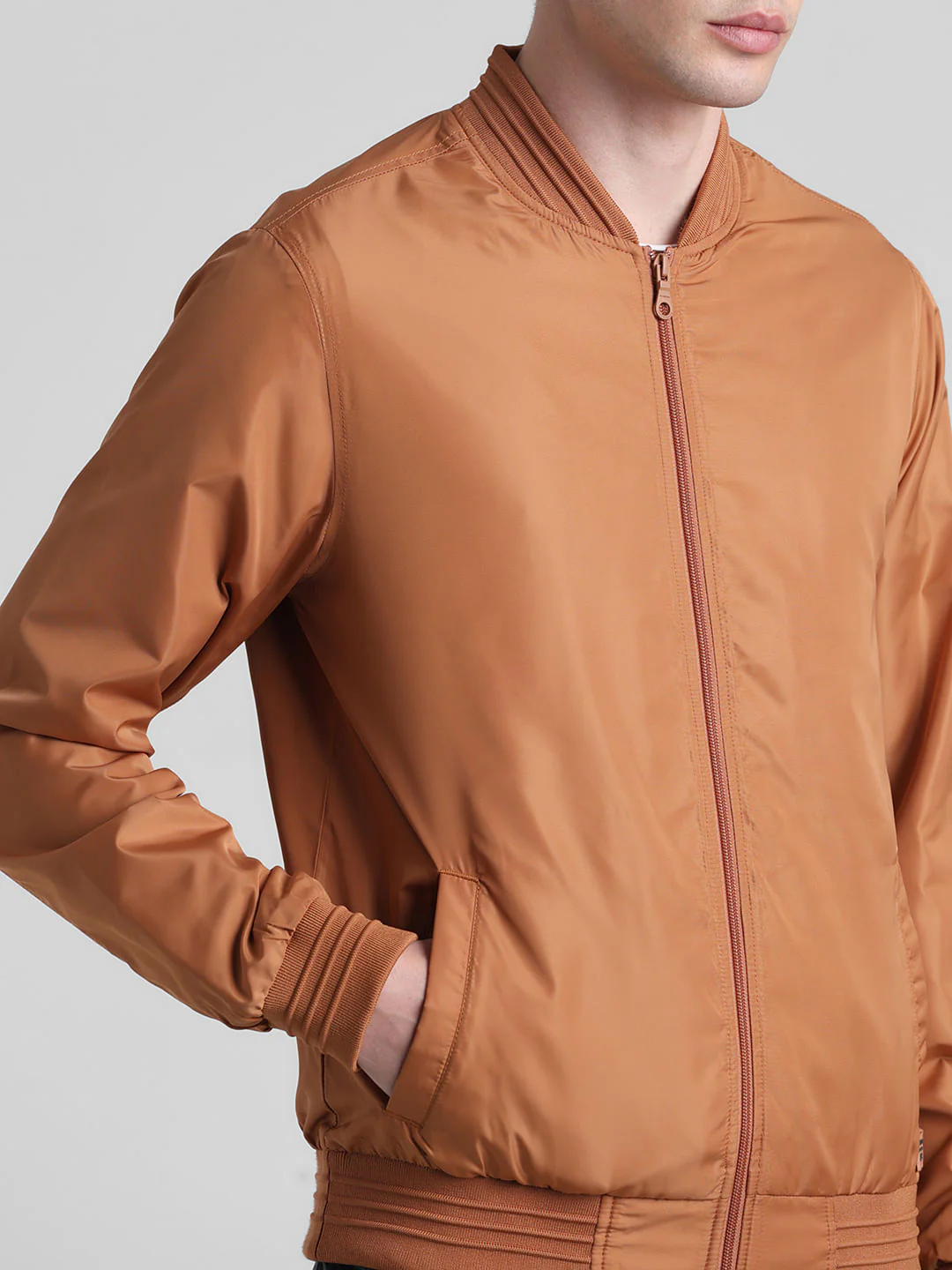 Brown Regular Fit Bomber Jacket - Image 5