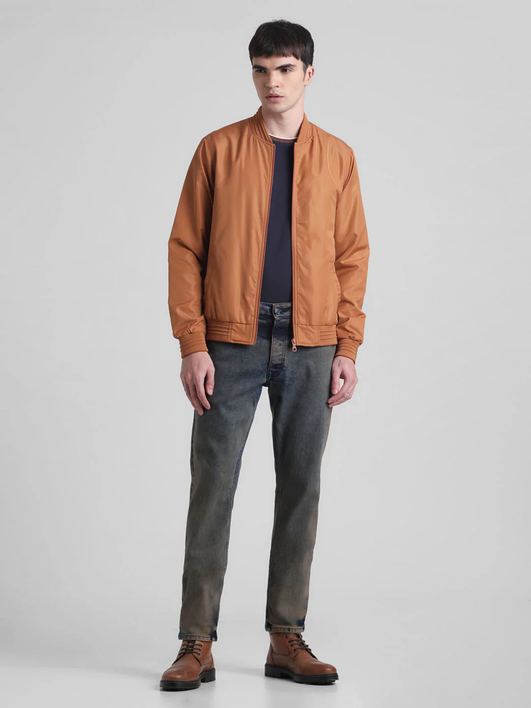 Brown Regular Fit Bomber Jacket - Image 6