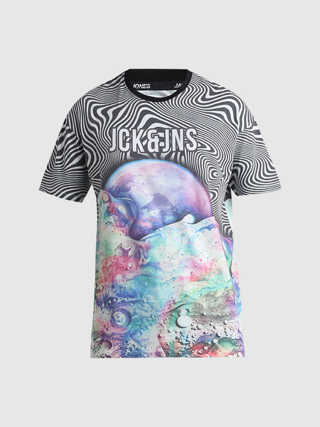 White Illusion Print Crew Neck T-shirt - Image 8