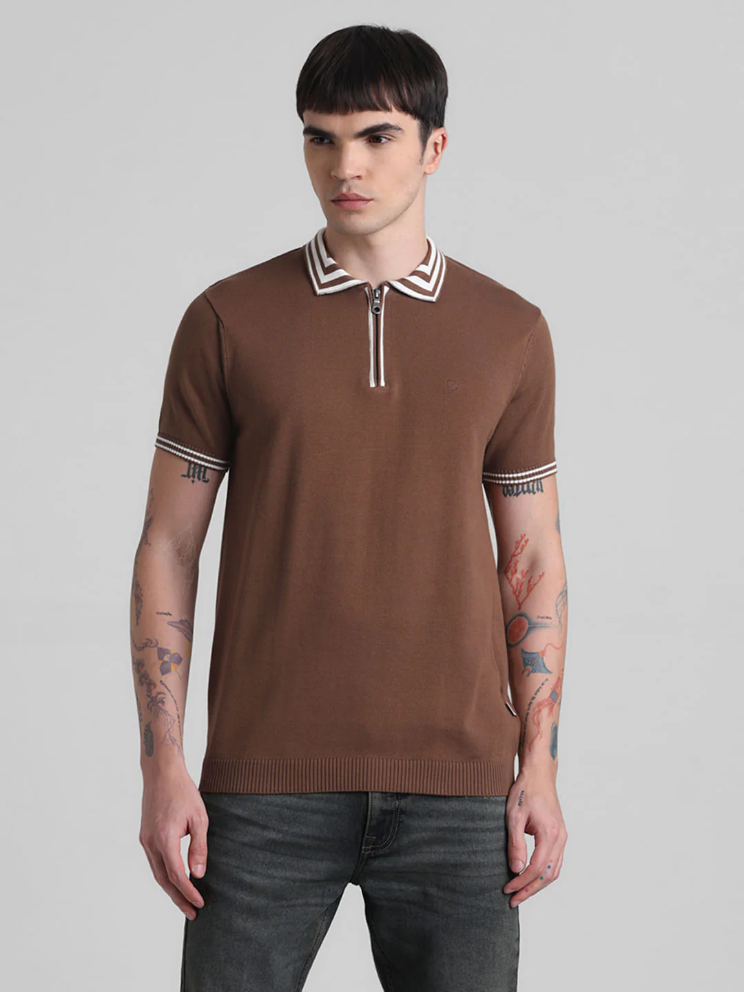 Brown Knitted Polo T-shirt - Image 2