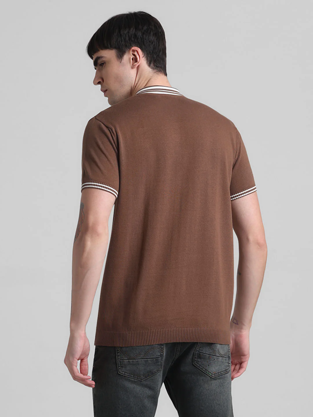 Brown Knitted Polo T-shirt - Image 4