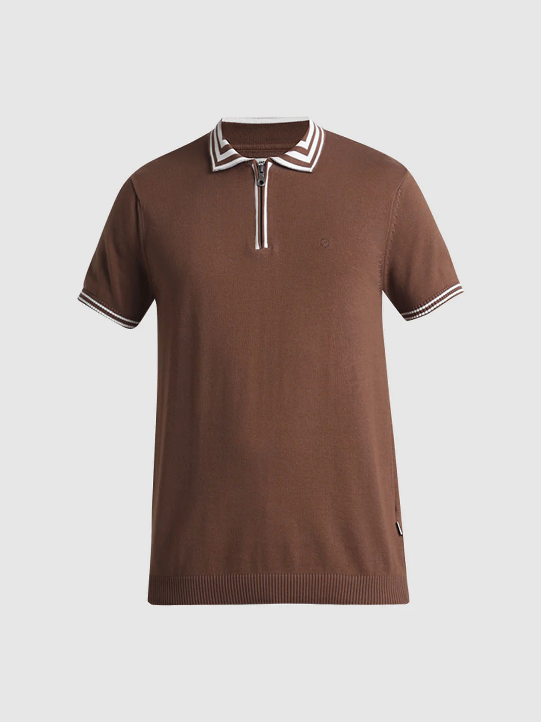 Brown Knitted Polo T-shirt - Image 7