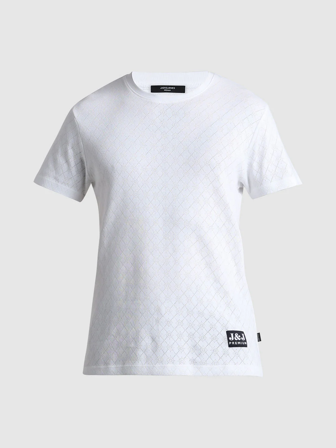 White Knitted Crew Neck T-shirt - Image 7