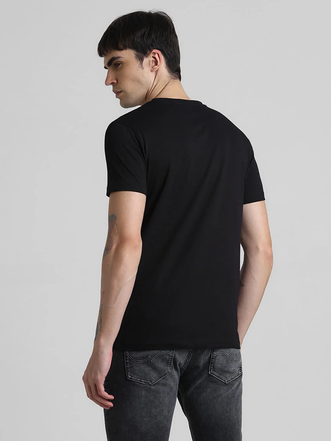 Black Typographic Print Crew Neck T-shirt - Image 4