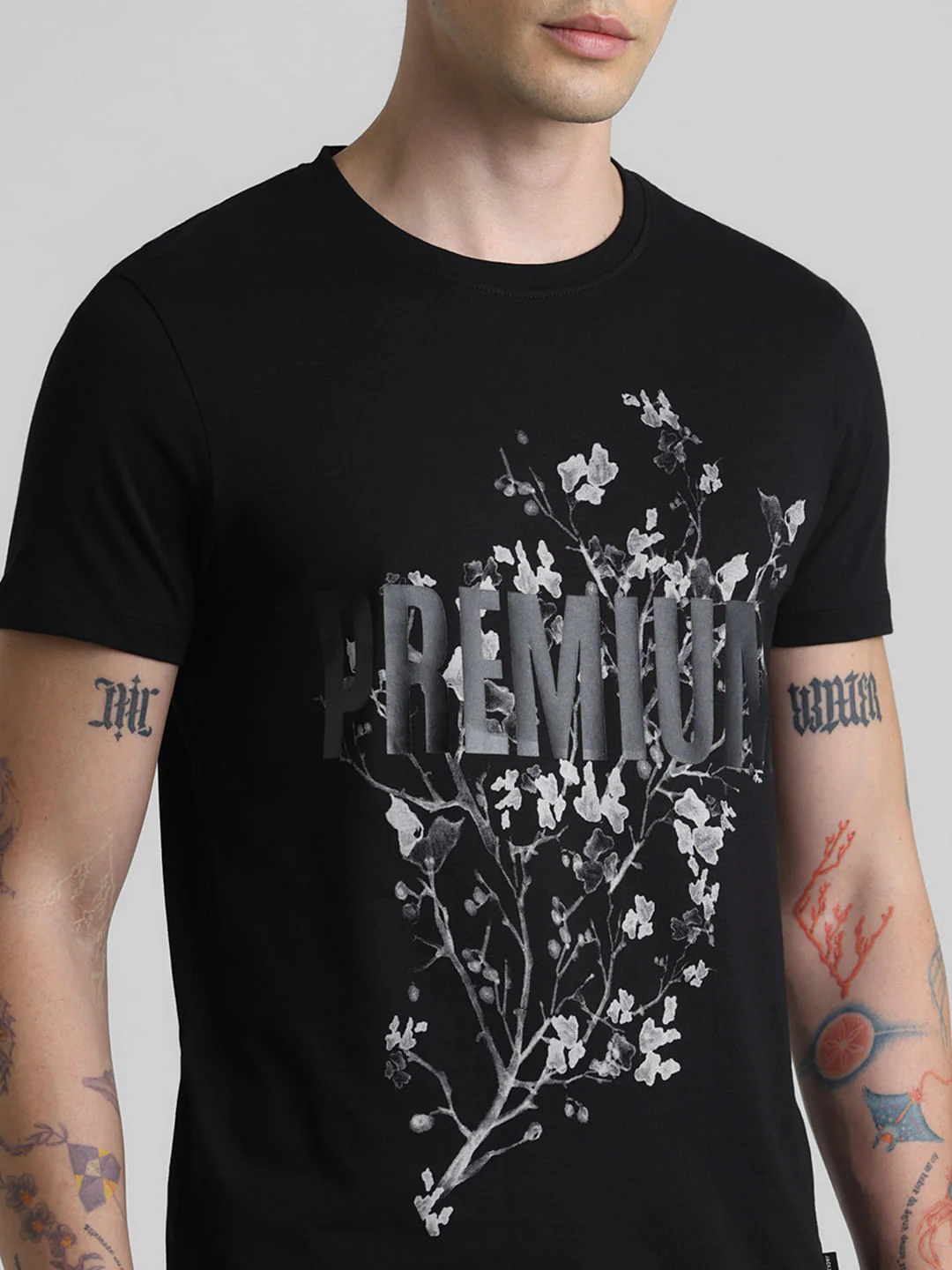 Black Typographic Print Crew Neck T-shirt - Image 5