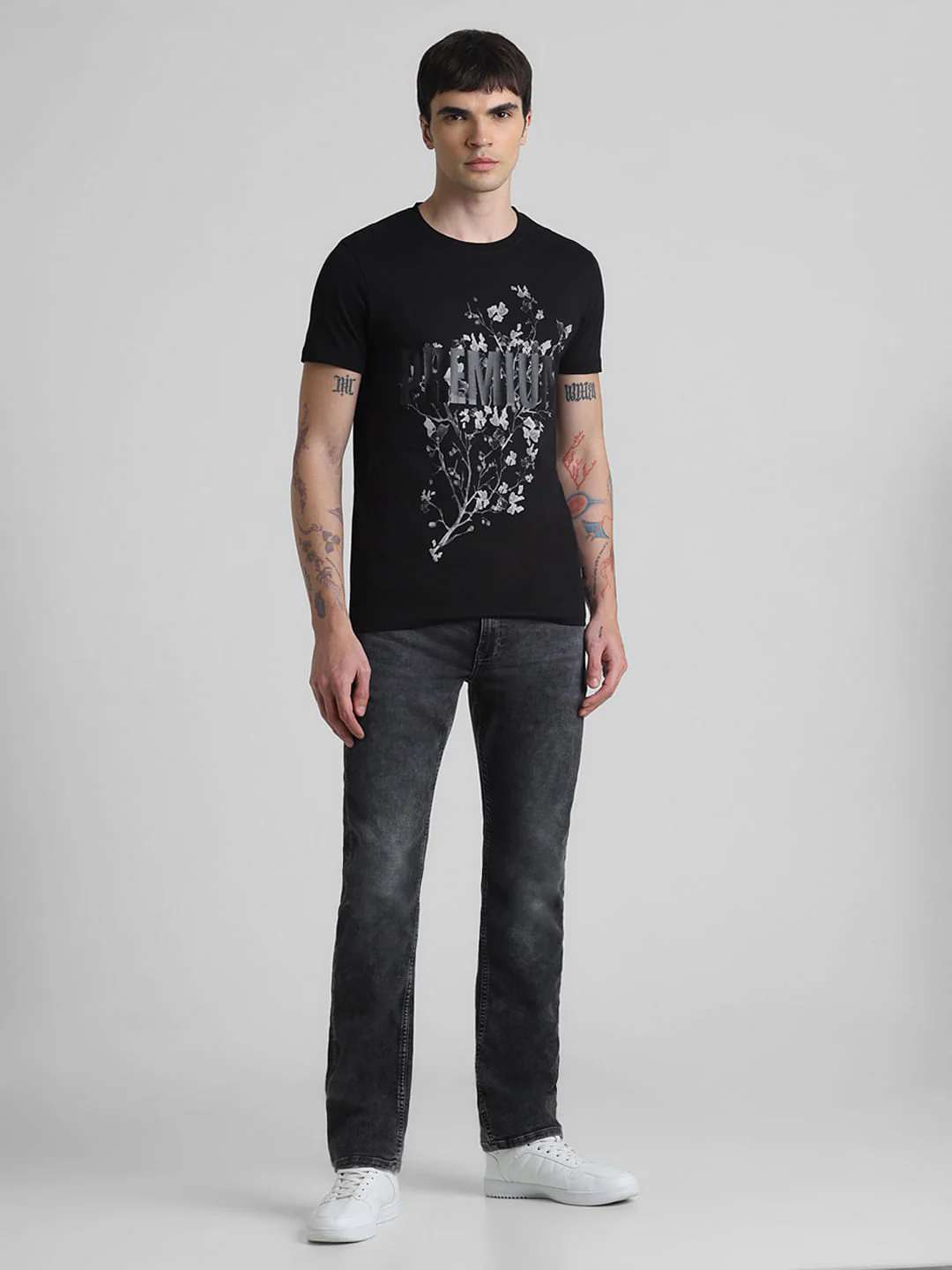 Black Typographic Print Crew Neck T-shirt - Image 6