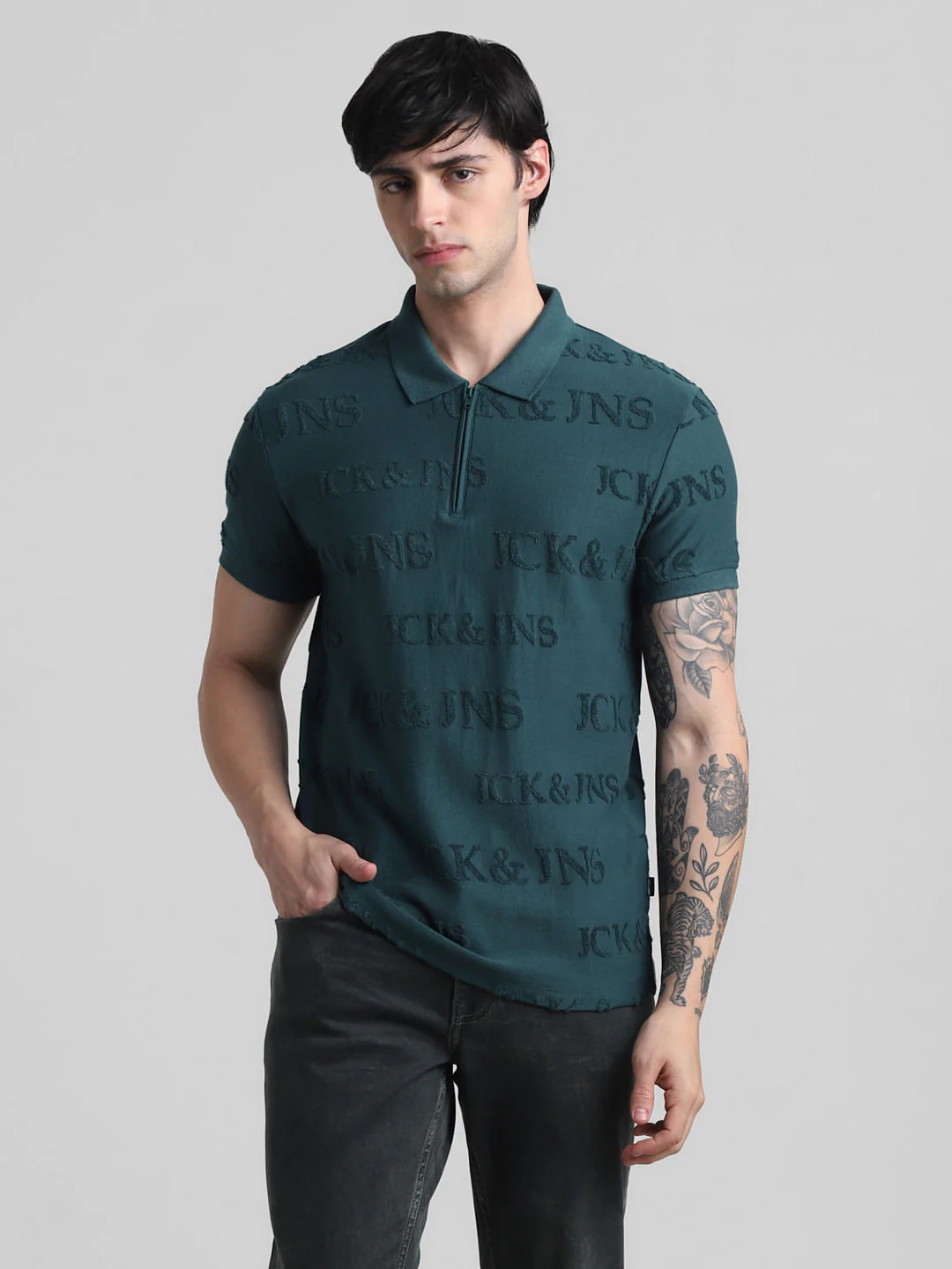 Green Logo Print Polo T-shirt - Image 2