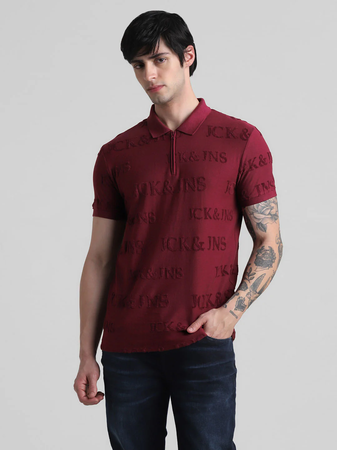Red Logo Print Polo T-shirt - Image 2
