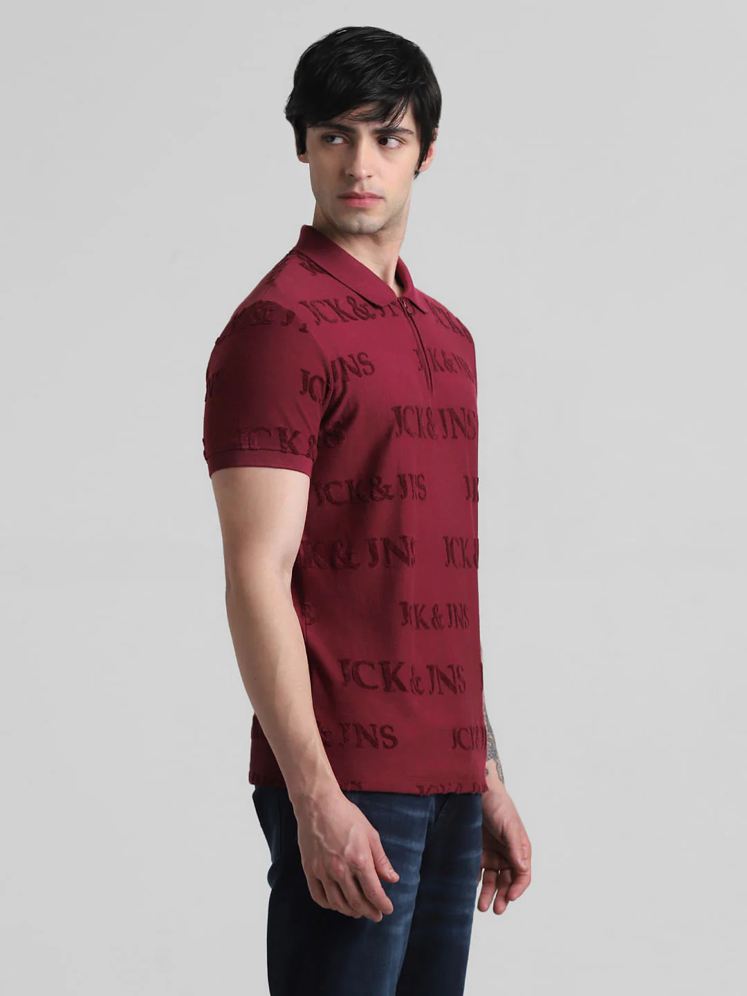 Red Logo Print Polo T-shirt - Image 3