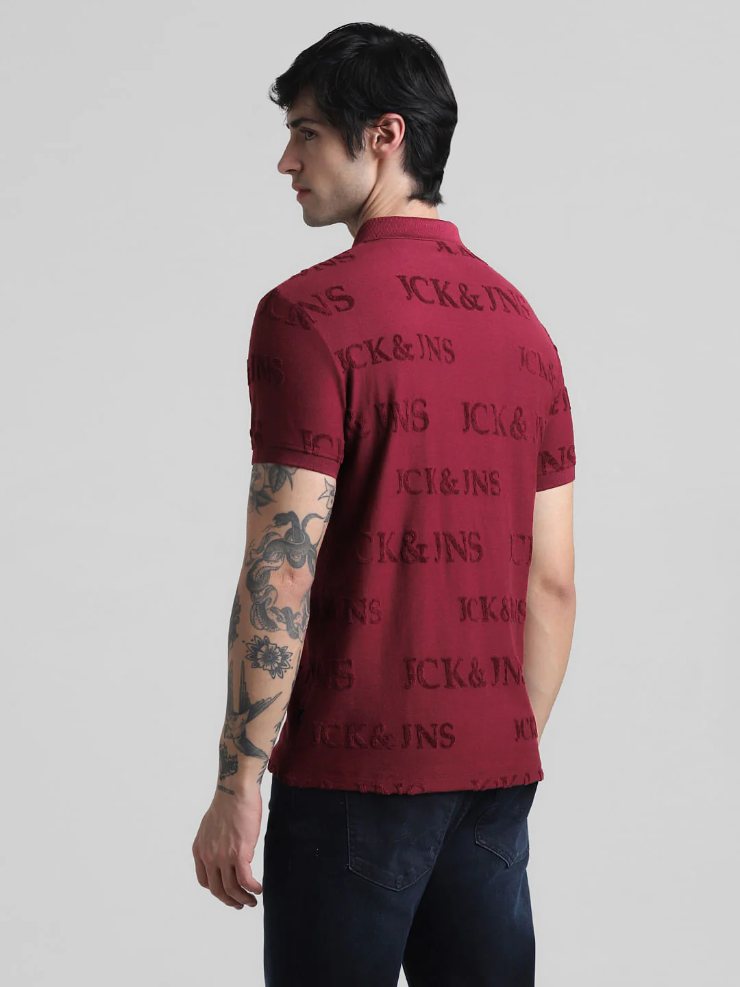 Red Logo Print Polo T-shirt - Image 4