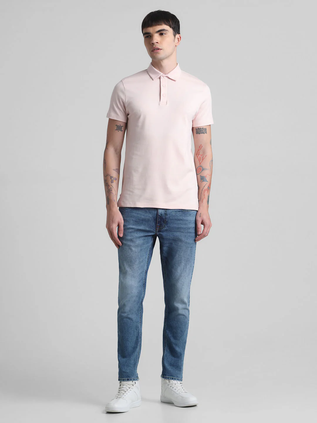 Pink Cotton Polo Neck T-shirt - Image 6