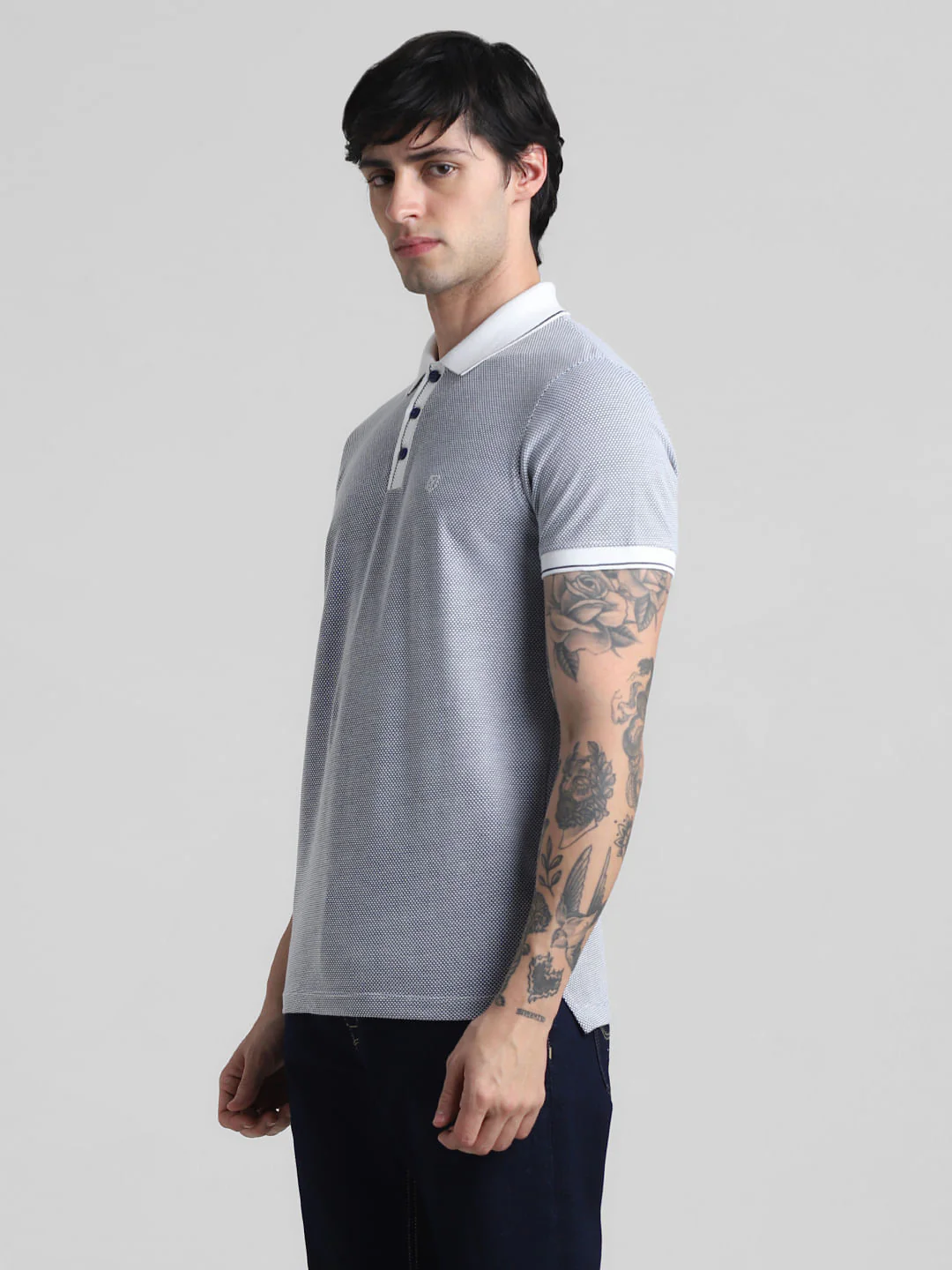 Blue Jacquard Polo T-shirt - Image 3
