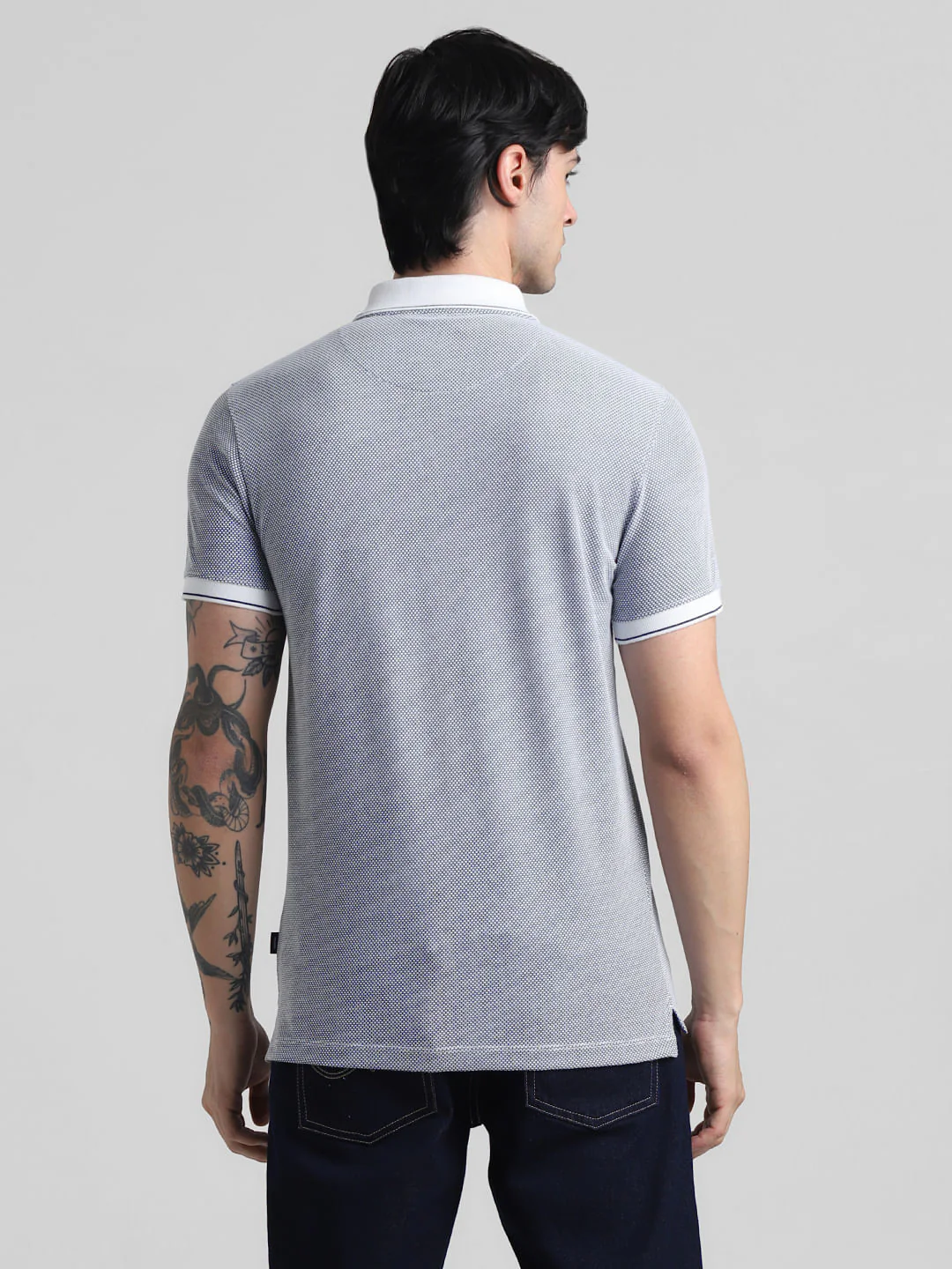 Blue Jacquard Polo T-shirt - Image 4
