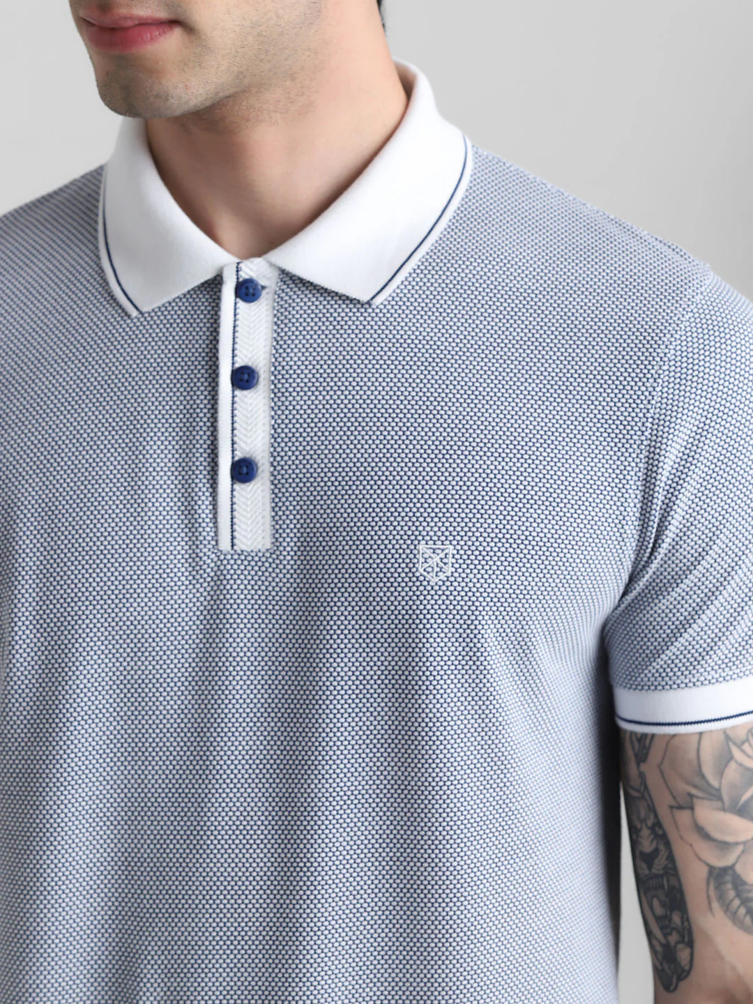 Blue Jacquard Polo T-shirt - Image 5