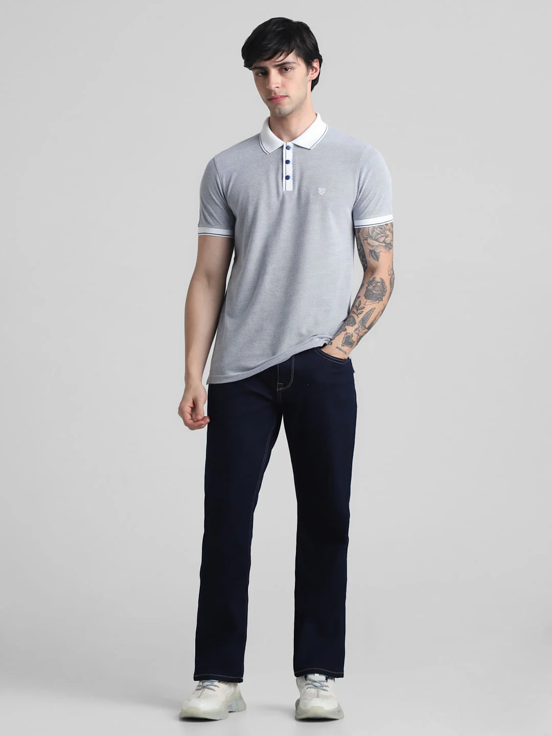 Blue Jacquard Polo T-shirt - Image 6