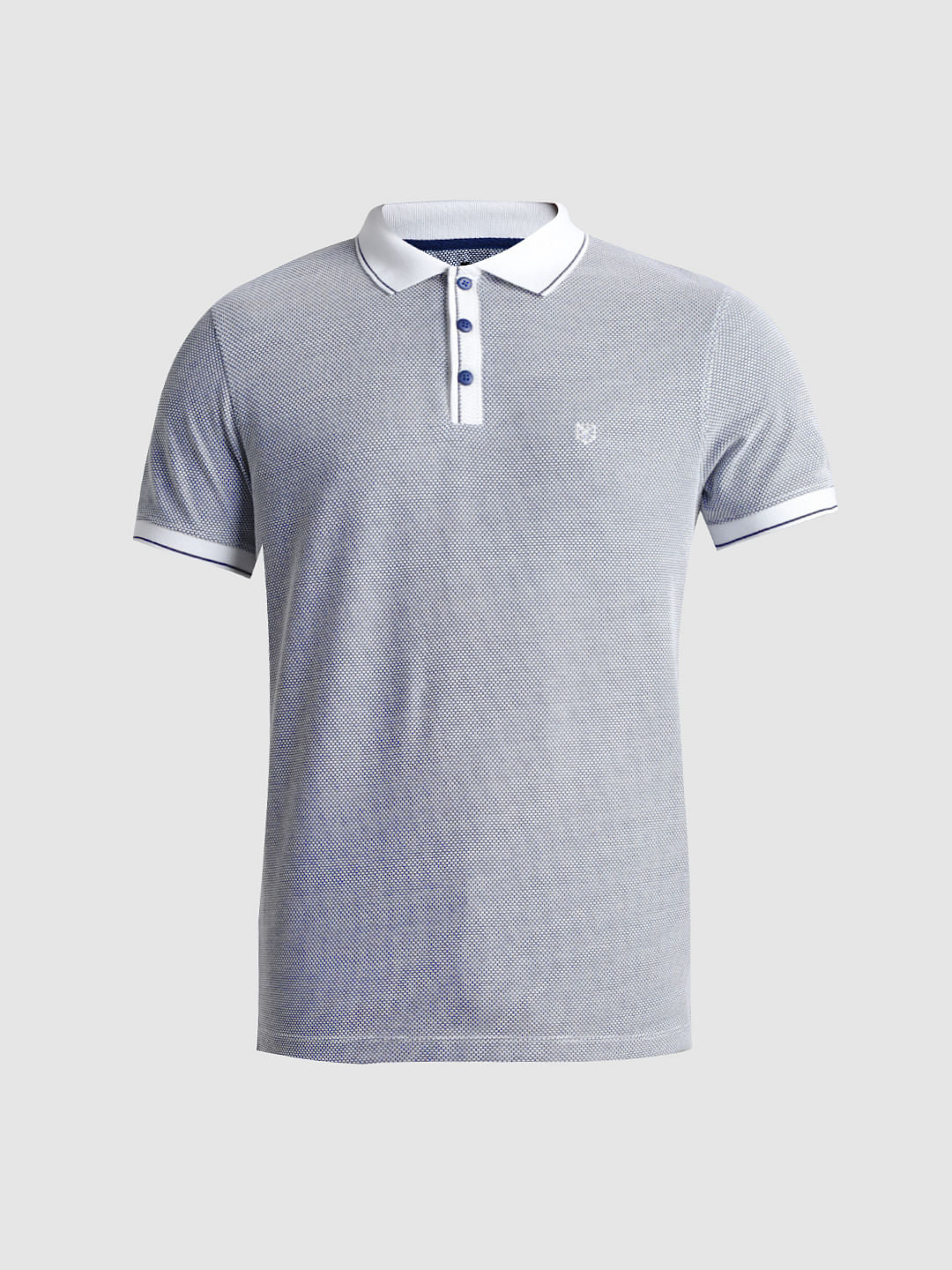Blue Jacquard Polo T-shirt - Image 7