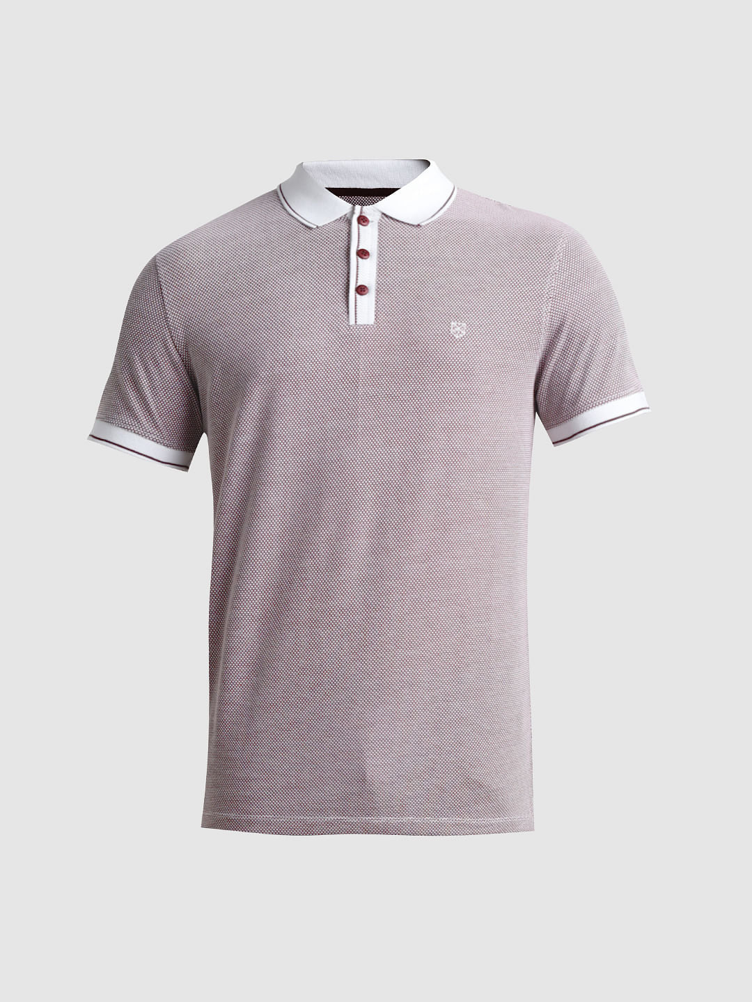 Maroon Jacquard Polo T-shirt - Image 7