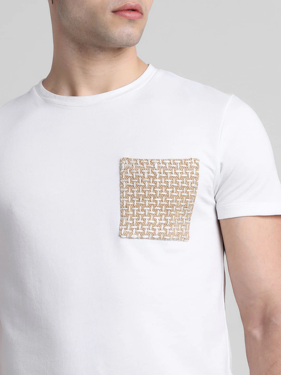 White Patch Pocket Crew Neck T-shirt - Image 5