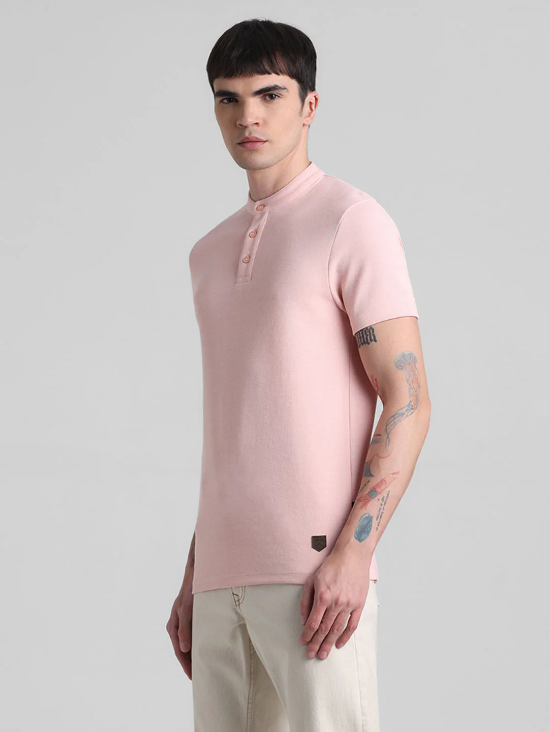 Pink Henley Knitted T-shirt - Image 3