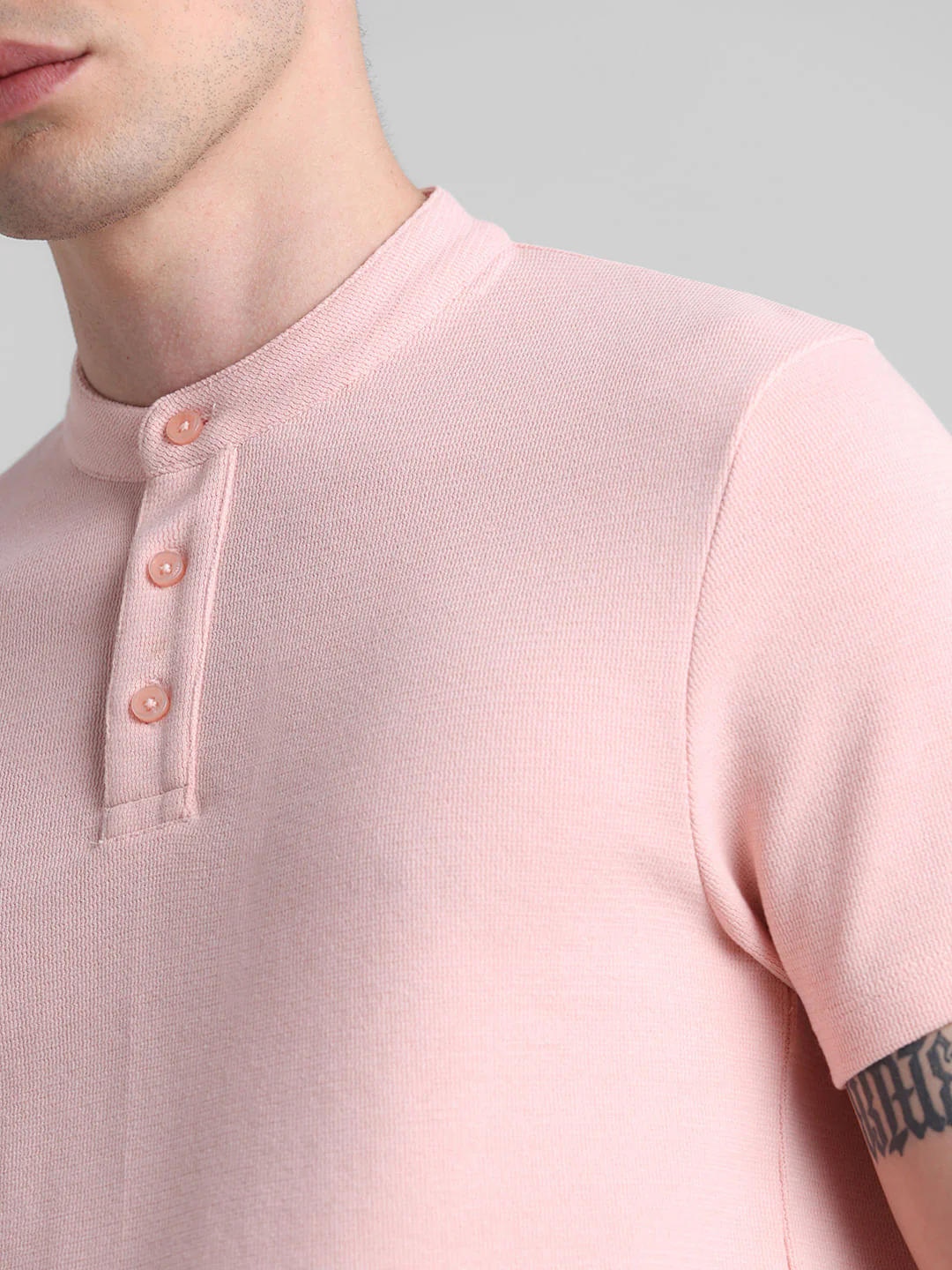 Pink Henley Knitted T-shirt - Image 5