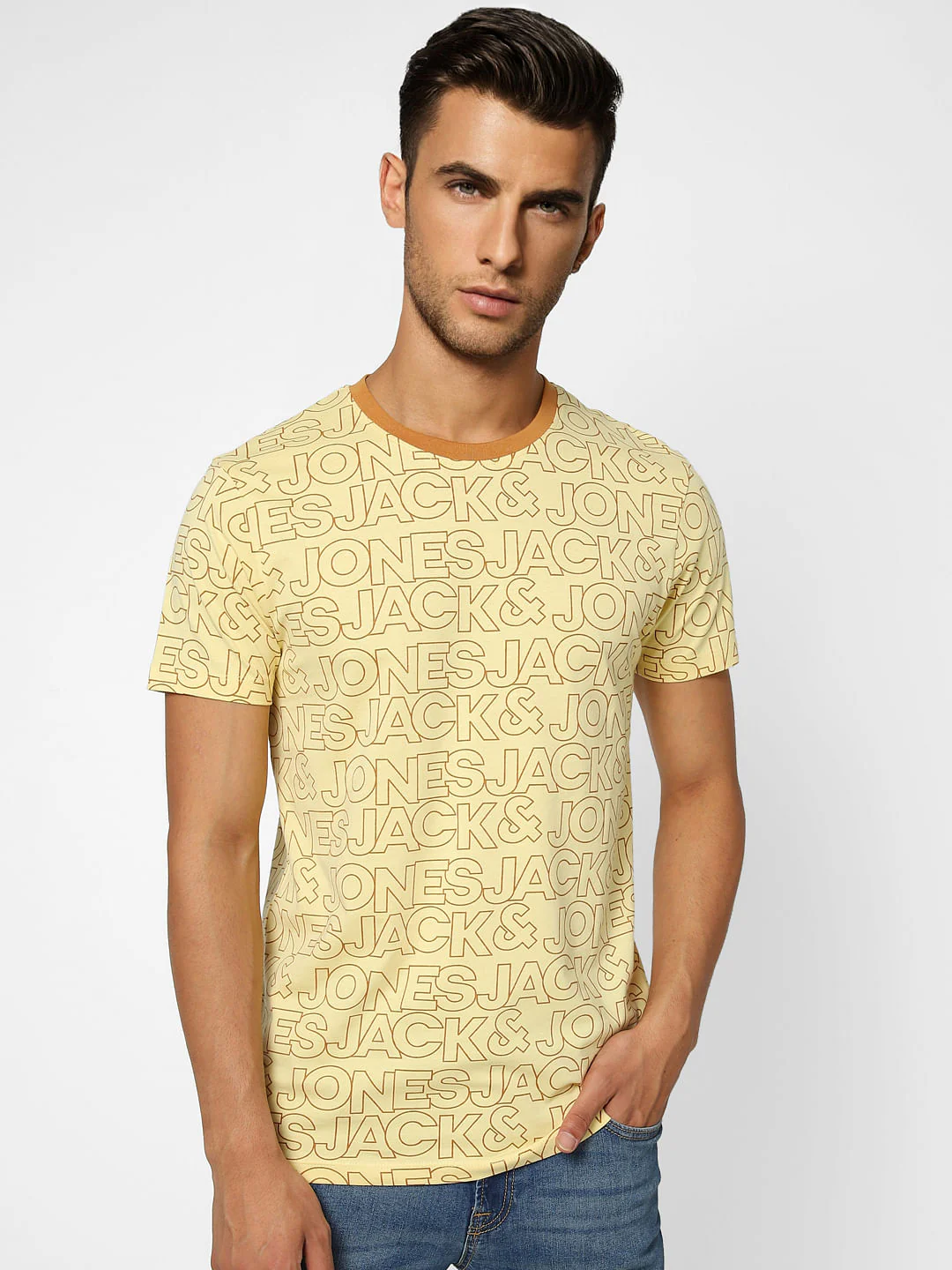Yellow Logo Print Crew Neck T-shirt - Image 2