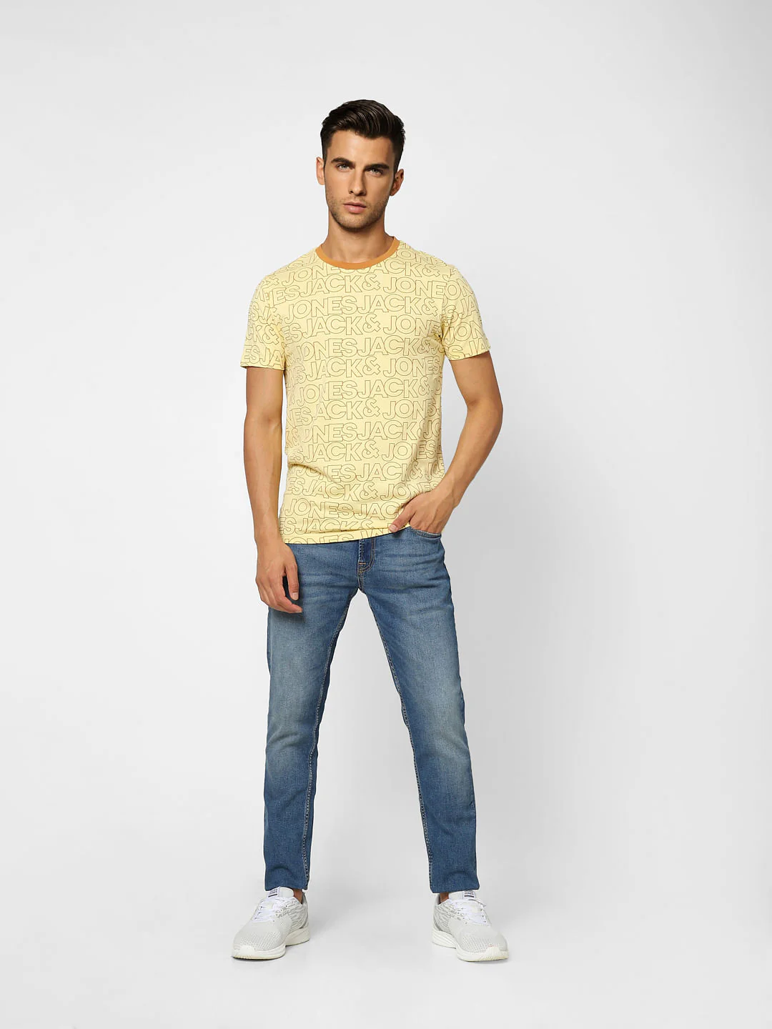Yellow Logo Print Crew Neck T-shirt - Image 6