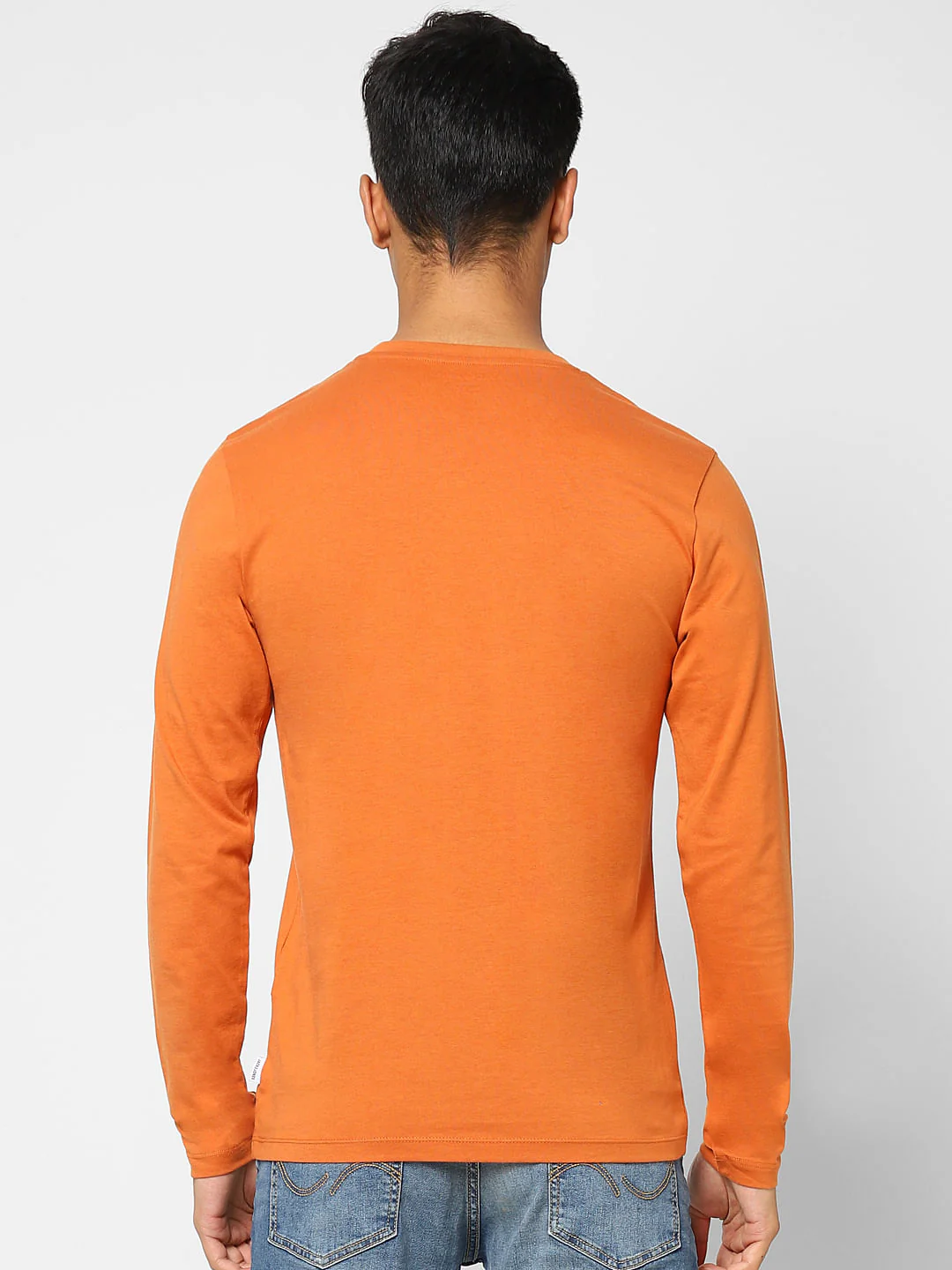 Orange Printed Crew Neck T-shirt - Image 4