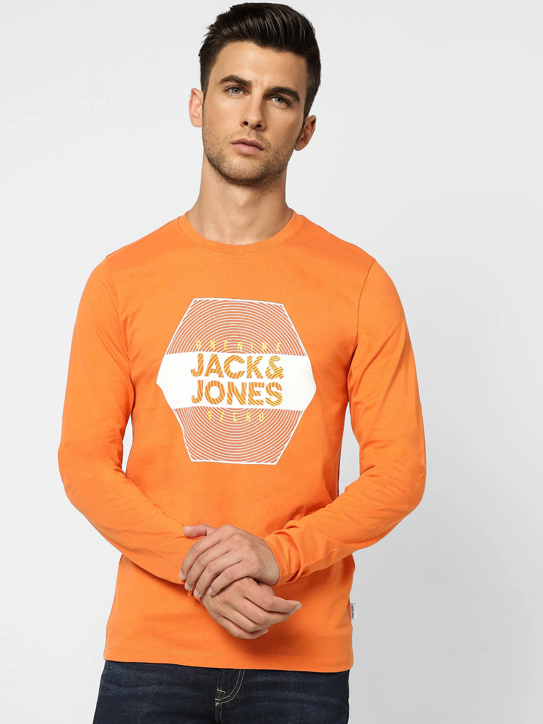 Orange Logo Print Crew Neck T-shirt - Image 2