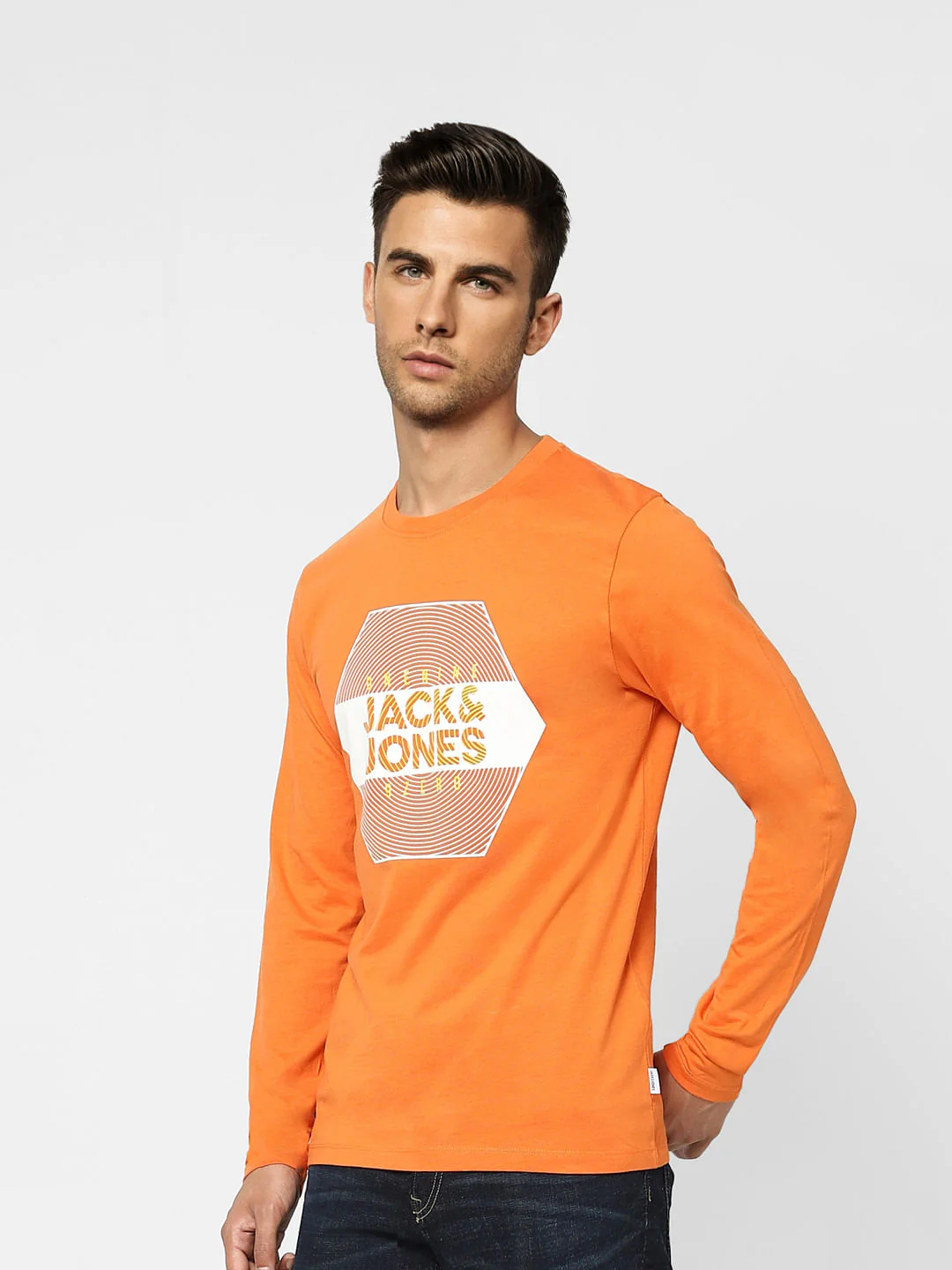 Orange Logo Print Crew Neck T-shirt - Image 3