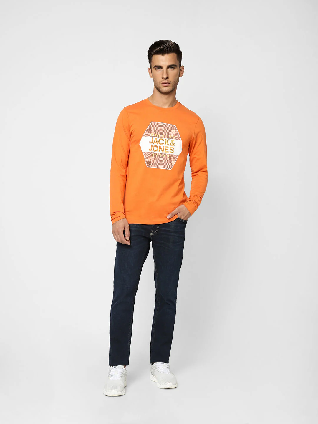 Orange Logo Print Crew Neck T-shirt - Image 6