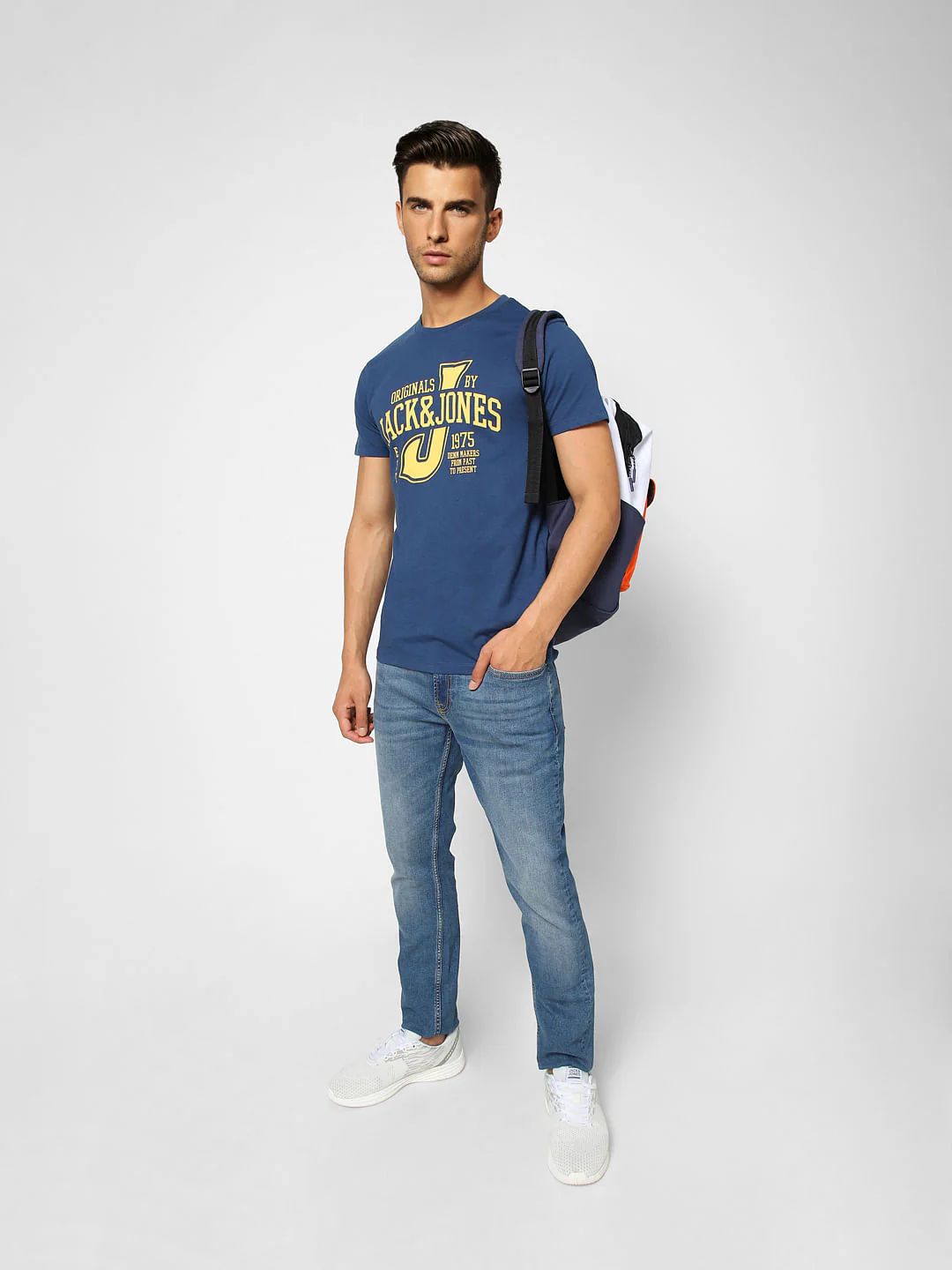 Blue Typographic Print Crew Neck T-shirt