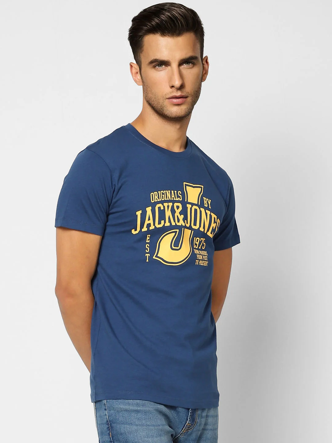 Blue Typographic Print Crew Neck T-shirt - Image 3