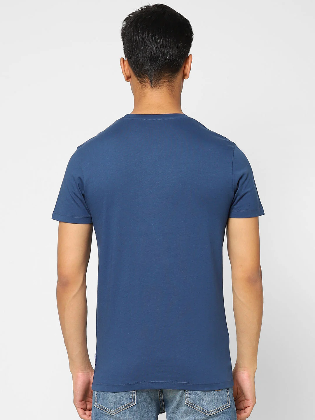 Blue Typographic Print Crew Neck T-shirt - Image 4
