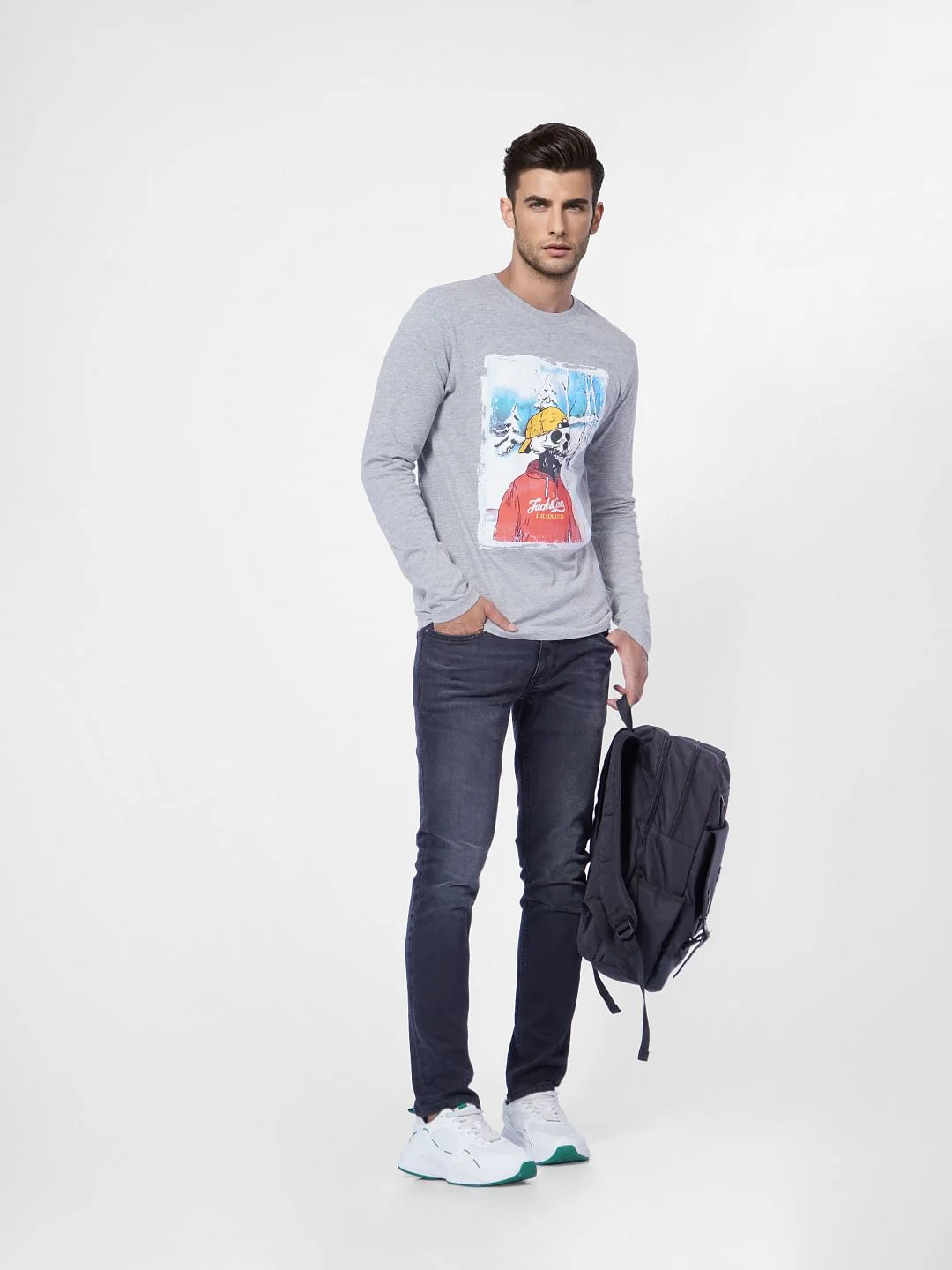 Light Grey Graphic Print Crew Neck T-shirt