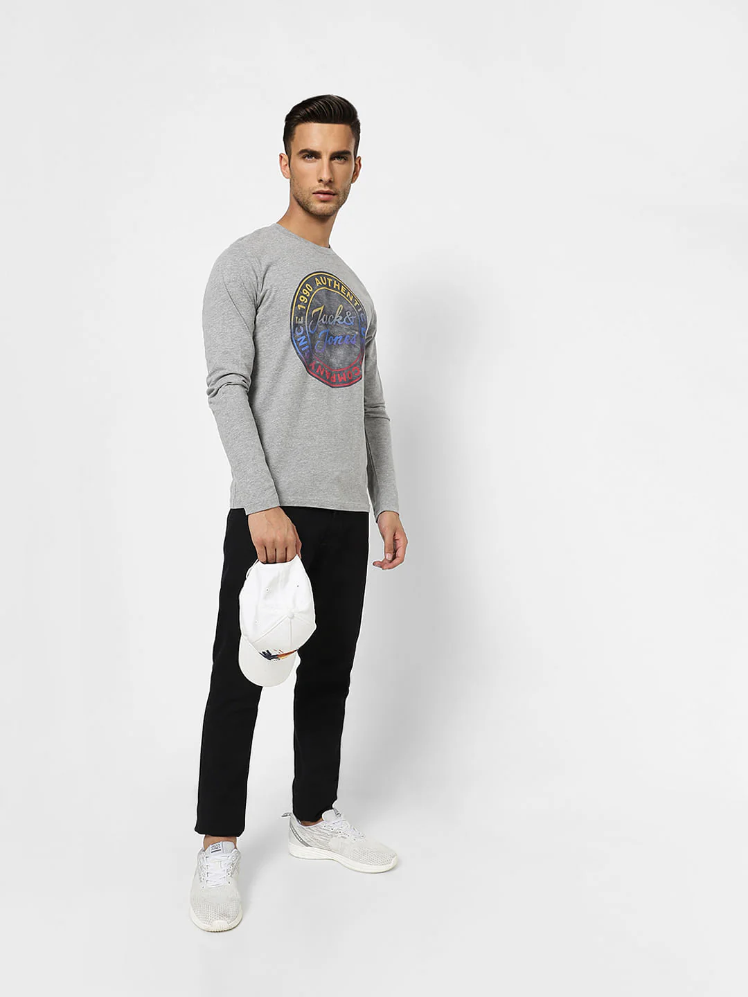 Grey Typographic Print Crew Neck T-shirt