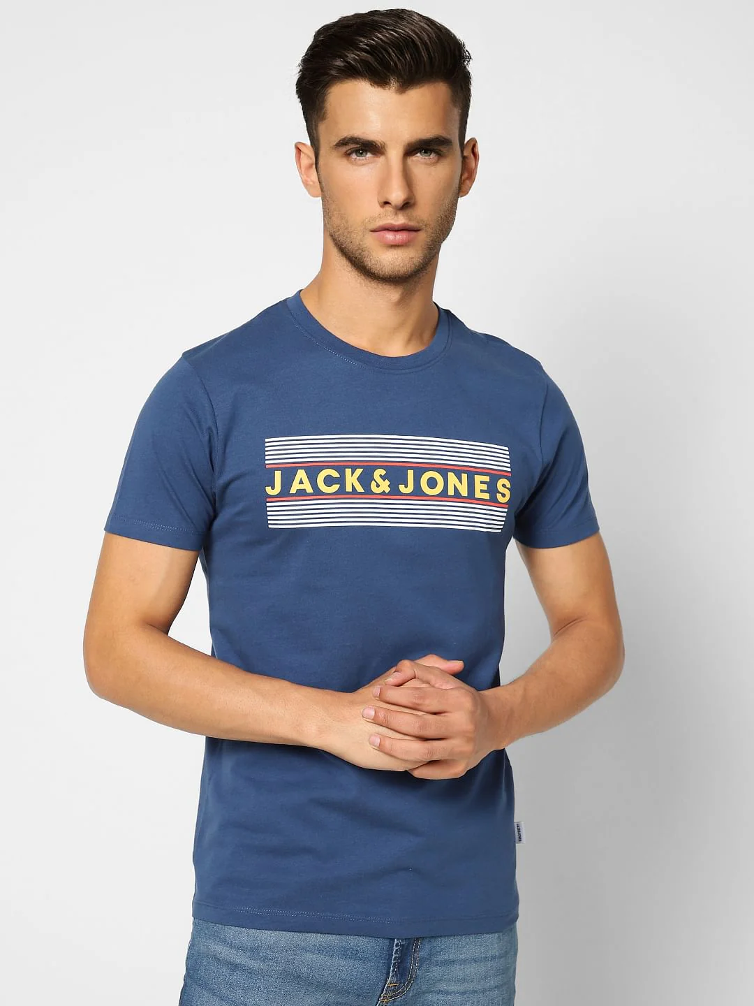 Blue Logo Print Crew Neck T-shirt - Image 2
