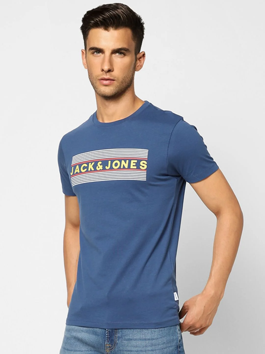 Blue Logo Print Crew Neck T-shirt - Image 3