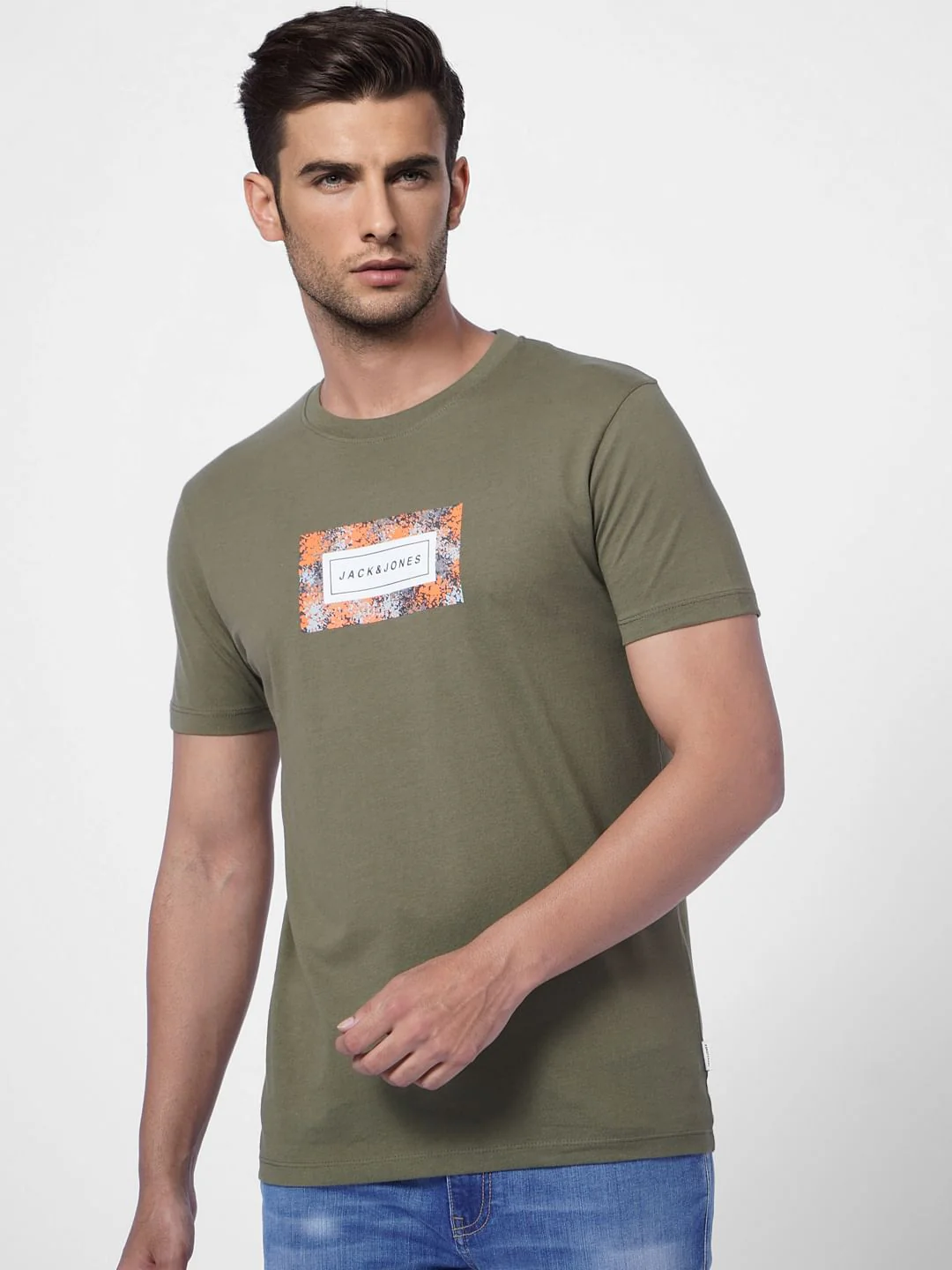 Green Logo Print Crew Neck T-shirt - Image 2
