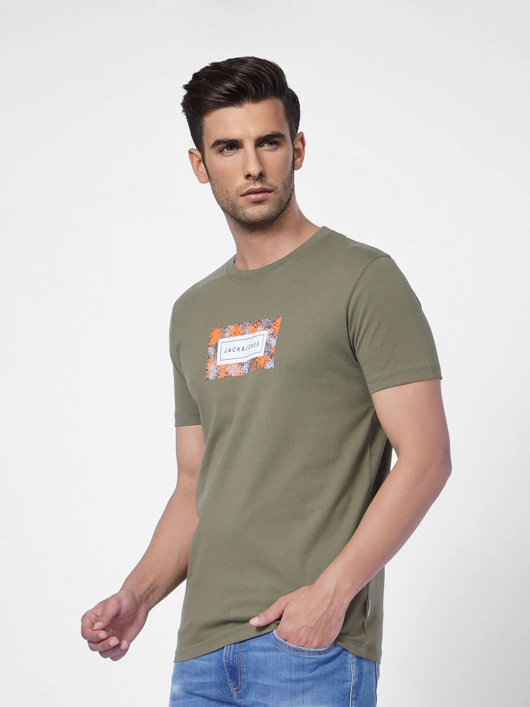 Green Logo Print Crew Neck T-shirt - Image 3