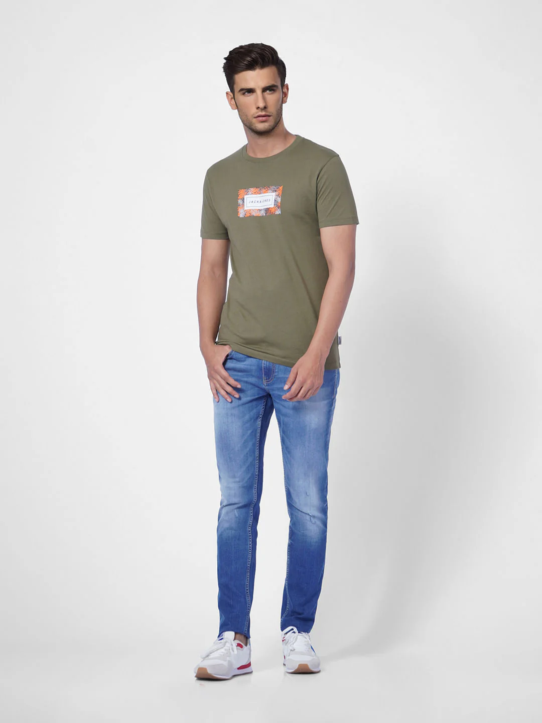 Green Logo Print Crew Neck T-shirt - Image 6
