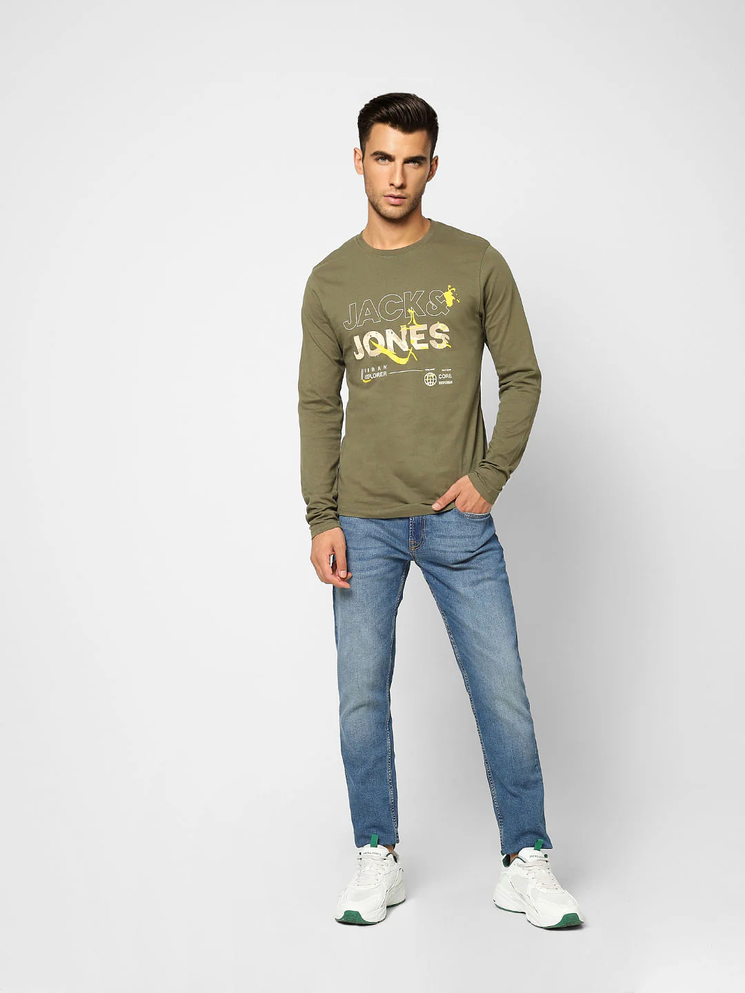 Olive Logo Print Crew Neck T-shirt - Image 6