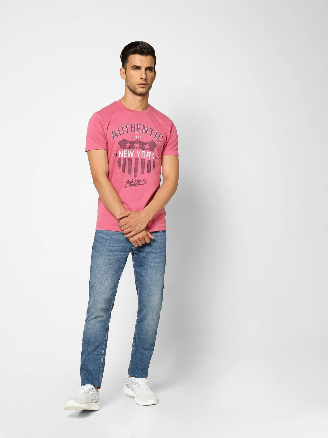 Pink Printed Crew Neck T-shirt - Image 6