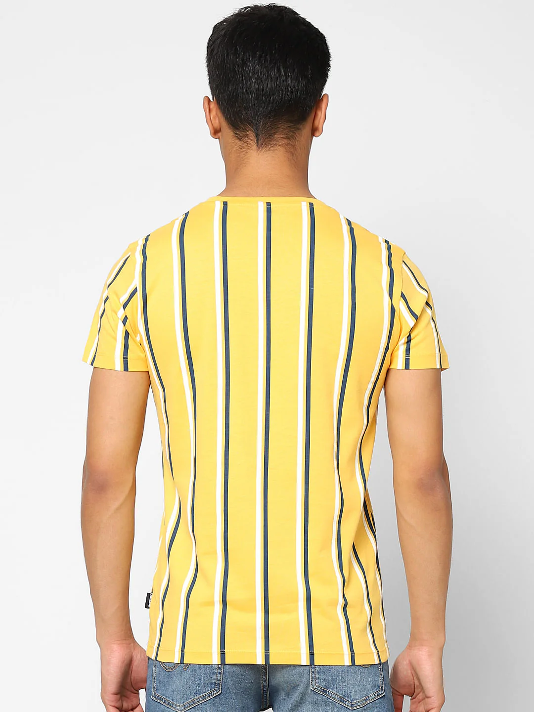 Yellow Striped Crew Neck T-shirt - Image 4