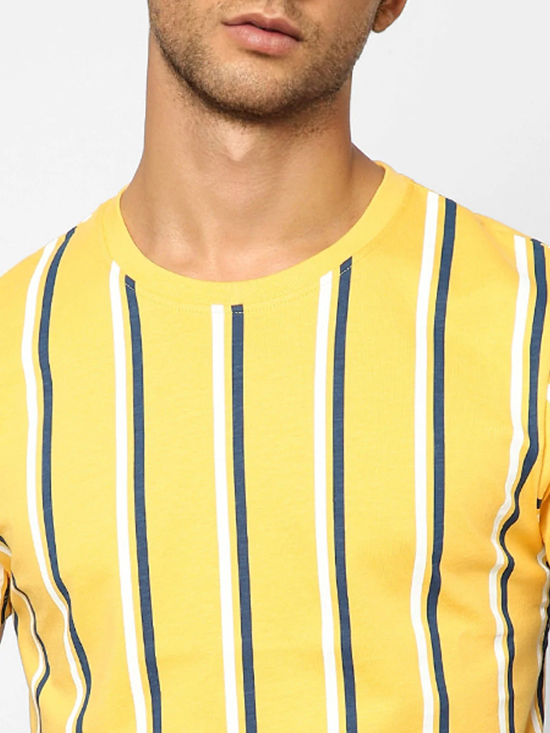Yellow Striped Crew Neck T-shirt - Image 5